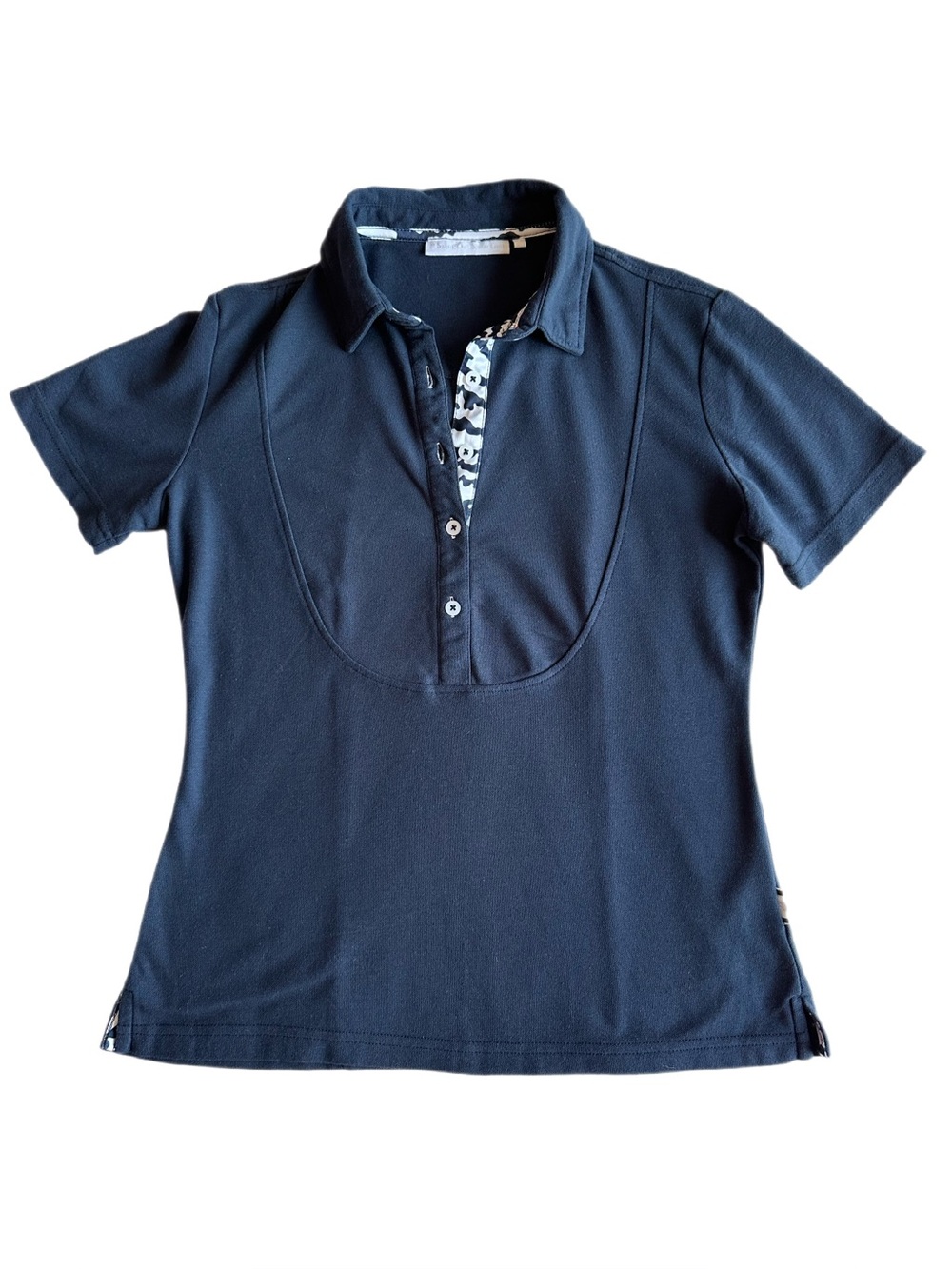 Swing Out Sister Golf Navy Floral Trim Polo Shirt Size S